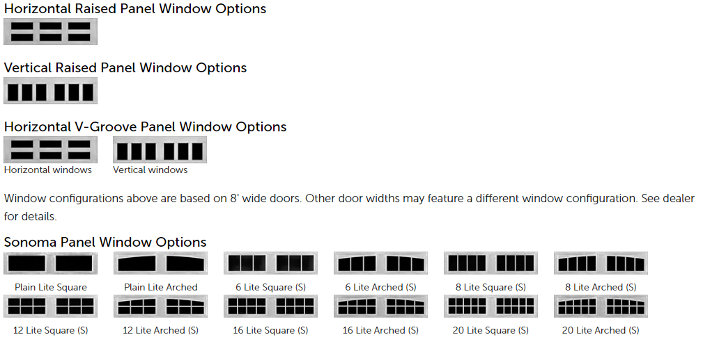 Fiberglass Garage Doors Window Options